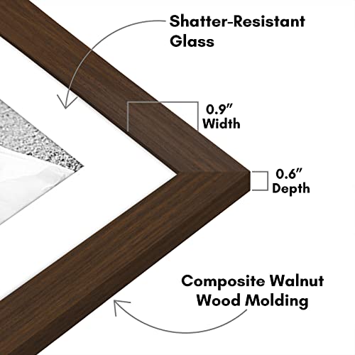 Americanflat Set of 7 Picture Frames with Shatter-Resistant Glass - Gallery Wall Frame Set with One 11x14, Two 8x10 and Four 5x7 Frames - Signature Collection - Walnut | Includes one 11x14, two 8x10 and four 5x7, shatter-resistant glass, hanging hardware