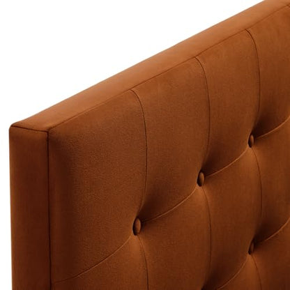 Modway Emily Twin Size Performance Velvet Headboard in Rust - Stain-Resistant Velvet Upholstery with Button Tufting and 7 Adjustable Height Positions - color: Rust, size: Twin