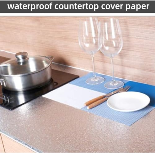 Soqool Kitchen Oil Proof Sticker, Peel and Stick Aluminum Foil Backsplash Wallpaper, Self Adhesive Waterproof Contact Paper for Cabinet, Drawer, Shelf Liner, Countertop Cover, 15.7 x196.8 Inch - color: Silver-texture, size: 15.7"W x 196.8"L