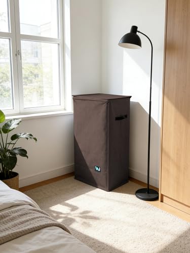 WTREE Laundry Hamper with Lid, Reinforced Sturdy Clothes Hamper with Anti-Puncture Base, Large Collapsible Laundry Basket with Removable Liner Bag, Tall Dirty Clothes Bin for Family, 100L Chocolate - color: Chocolate