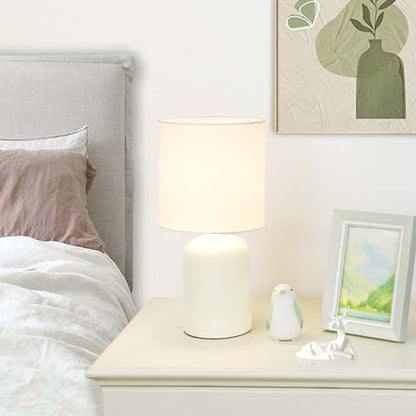 Maye Small Ceramic Table Lamp for Living Room and Bedroom,Modern Kids Night Table Lamp,Φ6.3×H13IN,Bulb Excluded,Cream - color: Cream