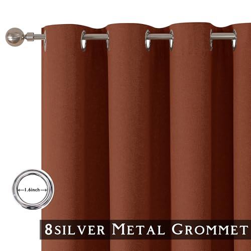 ChrisDown Terracotta Blackout Curtains 45 Inches Long 2 Panels for Bedroom | Room Darkening,Light Blocking,Thermal Insulated,Faux Linen,Farmhouse,Grommet,Window Treatment,Drapes,Living Room,52x45 - color: Terracotta, size: 52"W x 45"L (Pack of 2)