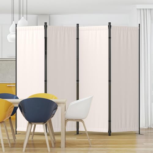 Room Divider 4 Panel Folding Privacy Screen w/ 3 Wide Feet | 6FT Dressing Screen 88"W Room Partition Portable Wall Divider for Room Separation Office Bedroom Apartment Kid's Room，White - color: White, size: 4 Panel Basic