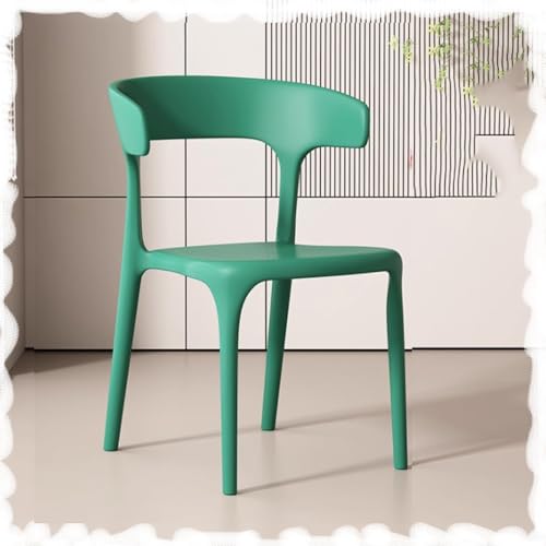 Stackable Dining Chairs with Backrest - Portable Plastic Bar Stools for Kitchen, Living Room, Patio & Restaurant - Space-Saving Design for Easy STO & Versatile Use - color: Green