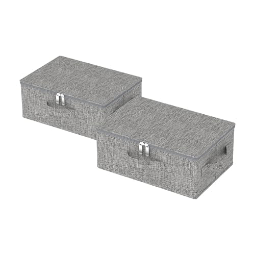 Underbed Storage Boxes with Zippers,14.9x10.2x5.9in,Grey,2 Pack | Under Bed Storage Bins with Handles,Moisture-Proof PP Board Closet Organizers,Foldable Cloth Baskets for Garment Cabinet - color: Grey, size: 14.9x10.2x5.9 in(2 Pack)