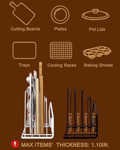 SUNFICON Cutting Board Rack Chopping Board Organizer Stand Holder Kitchen Countertop Pots Pan Lids Rack Organizer Flat Steel 4.92 x 5.7 x 8.47 in. Black - color: 1 Pack Black