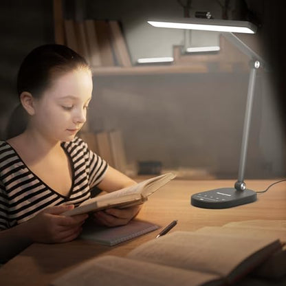 Honeywell HWT-H4 LED Desk Lamp, Eye-Caring, Dimmable, Auto Sensor | CRI97 Sunturalux LED, flicker-free eye care, 3 color temperatures, 5 brightness levels, auto dimming sensor, 60-min timer - color: Black