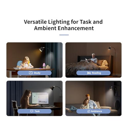 Reading Floor Lamp with Remote for Task, Craft, Architect | Non-Replaceable LED, 2000LM Bright, Dimmable, Small, Metal, Black, Gooseneck, for Living Room Bedroom, Standing Light - color: Black