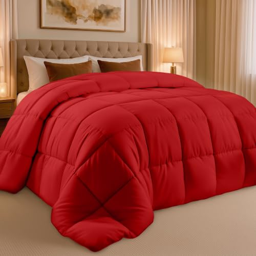 Utopia Bedding Twin Comforter, Duvet Insert, Red, 64 x 88 Inches | Soft and Fluffy Down Alternative Bed Comforter, All Season, Breathable, Corner Tabs, Box Stitched, Durable, Machine Washable - color: Red, size: Twin