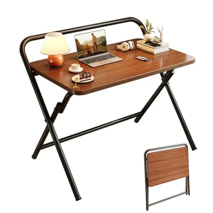 Folding Desk, Small Foldable Computer Desk, Small Table | No Assembly Required,Foldable,24 x 16 Inch,Dark Brown,Suitable for studying&working or dining - color: Dark Brown