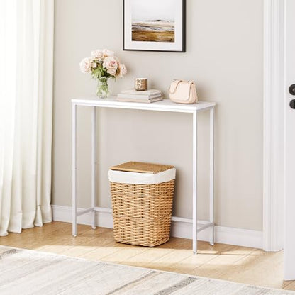 HOOBRO Narrow Console Table, 29.5" Small Entryway Table, Thin Sofa Table, Side Table, Display Table, for Hallway, Bedroom, Living Room, Foyer, White WW75XG01 - color: White
