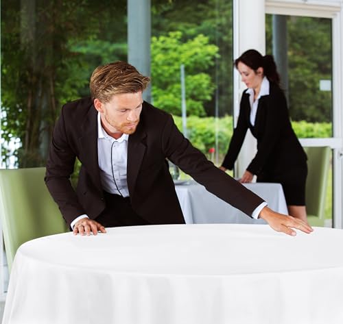 Utopia Kitchen Round Table Cloth 2 Pack [90 Inches, White] | Tablecloth Machine Washable, Polyester Table Cover for Dining, Buffet Parties, Picnics, Events, Weddings and Restaurants - color: White, size: 2 Pack 90 Inch Tablecloth