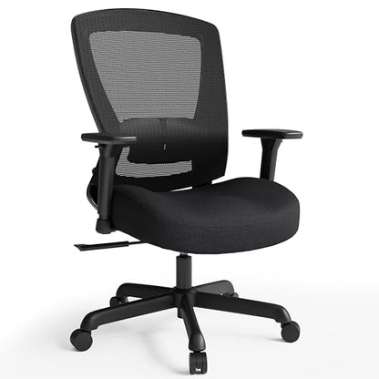 Mesh Office Chair,Ergonomic Computer Desk Chair,Sturdy Task Chair- Adjustable Lumbar Support & Armrests,Tilt Function,Comfort Wide Seat,Swivel Home Office Chair (Noir Black) - color: Noir Black