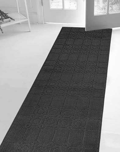 Custom Length Special Size Non-Slip Carpet Runner Rug for Long Narrow Hallways, Prevent Slippery Cold Floors, Art Anthracite Grey, 25 '' x 4 ' Doormat Size - color: Art / Anthracite Grey, size: 2'1" x 4' (Rectangular)