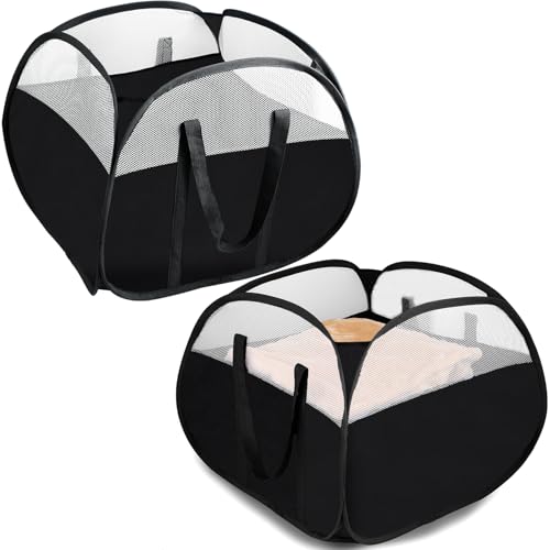 2 Pack Collapsible Laundry Baskets, 90L Large Foldable Laundry Basket, Pop Up Hampers for Laundry, Dirty Clothes Laundry Hamper for Bedroom, Bathroom, Dorm, Laundry Room, Travel or Camping Black - color: 2xBlack