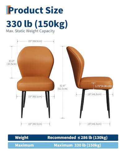 Garvee PU Leather Dining Chairs Set of 4, Modern Fabric Upholstered Kitchen Side Chairs with Metal Pegs, Brown - color: Brown, size: Set of 4