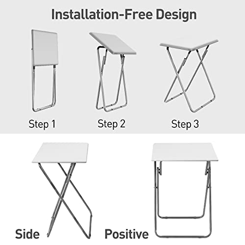Portable Folding TV Tray Table TV Dinner Tray with Sturdy MDF,No Assembly Required, 25In(White,1PC) - color: White, size: 1pc