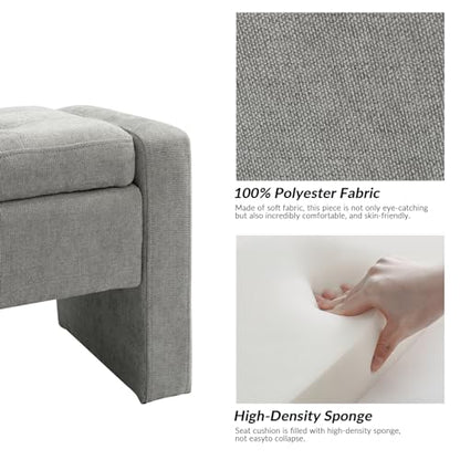 55" Modern Upholstered Storage Bench with Tufted Seat, Fabric Ottoman Bench for Bedroom, Entryway, or Living Room, Soft Close Hinge,Grey - color: Grey