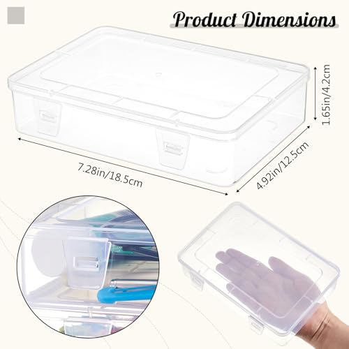 Weysat 12 Pack Clear Plastic Storage Containers with Lids 7.3 x 4.9 x 1.65 Inches Rectangular Empty Hinged Boxes Small Stackable Organizer Boxes for Home Office Beads Craft Supplies