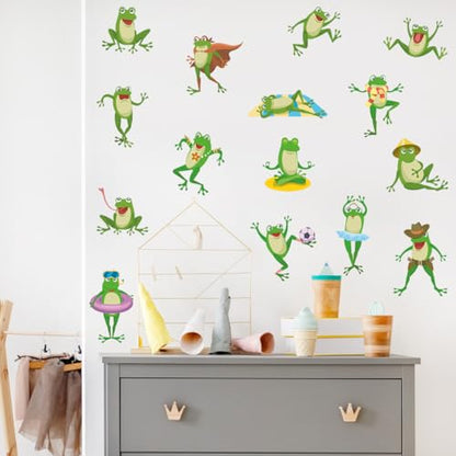 Cute Frog Wall Decals Frog Wall Stickers Peel and Stick Removable DIY Decoration for Kids Bedroom Playroom Classroom Nursery Decor - style: Frog