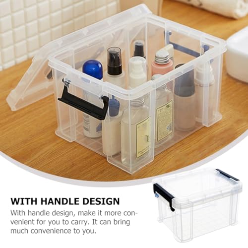 Ipetboom 5pcs Mini Plastic Storage Bins with Lids Small Tote Boxes Portable Organizer for Home and Office Storage