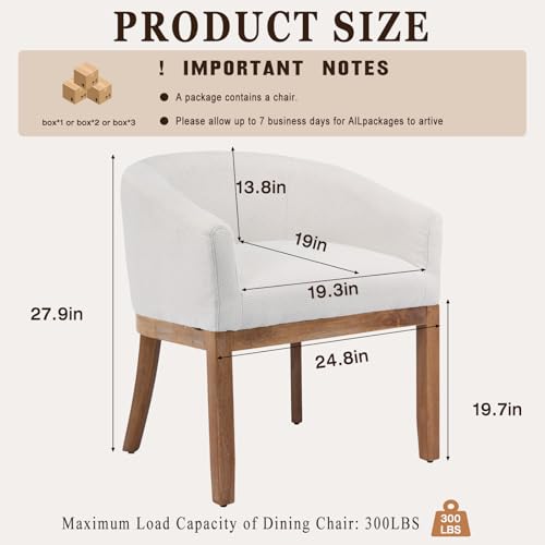 Modern Upholstered Barrel Dining Chair Set of 4, Natural Hardwood Frame, Farmhouse Linen Chairs for Dining Room, Kitchen(Beige) - color: Beige, size: Set of 4