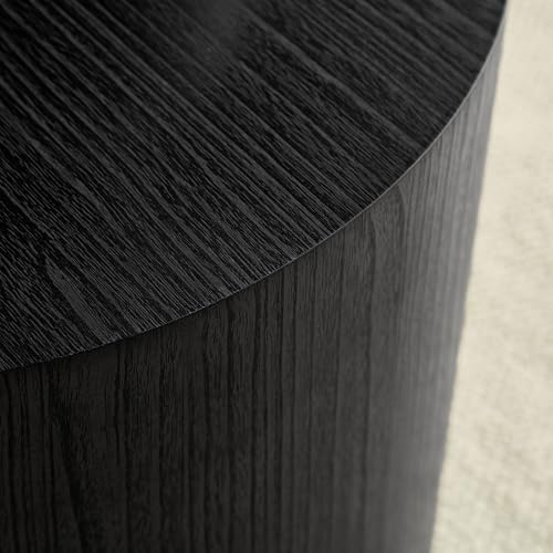 Nesting Coffee Table Set of 2, Modern Round Coffee Table Drum Side Table, Wooden Circle Accent Tables End Tables for Small Spaces Living Room Bedroom Office (Black) - color: 18.9" & 14.96" Dark Black