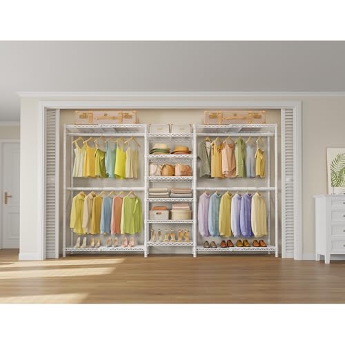 VIPEK X3 Plus Large Expandable Closet Rack Wardrobe Closet Organizer White | Freestanding Clothes Racks with Adjustable Shelves and Hanger Rods from 5'10" to 8'8", Large Modular Closet Systems 1360LBS - color: White, size: X3 Plus