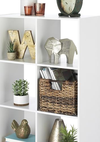 Whitmor 6 Cube Bookcase, 3 Tier Stackable MDF Bookself, Open Storage Display Organizer, Storage Cabinet for Living Room, Bedroom, Home, Office, 23.7" L x 11.7" W x 35.2" H, White | Stackable MDF design, 6 open cubes, 30 lb capacity per cube, easy assembly