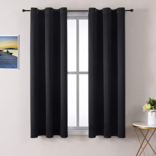 ChrisDowa Blackout Curtains for Bedroom and Living Room 40 Inches Long | 2 Panels Set, Thermal Insulated, Light Blocking, Room Darkening, Grommet, Window Drapes, Black, 29 x 40 Inch - color: Black, size: 29"W x 40"L (Pack of 2)