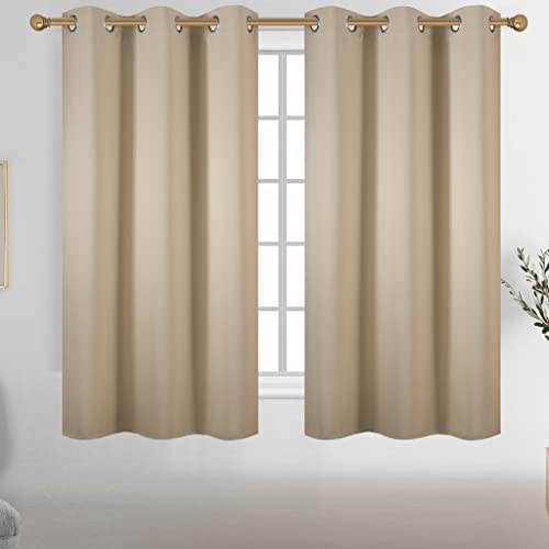 Diraysid Beige Grommet Blackout Curtains for Bedroom Thermal Insulated Room Darkening Curtains Drapes, 42 x 63 inch, 2 Panels - color: Beige, size: 42"W x 63"L (Pack of 2)