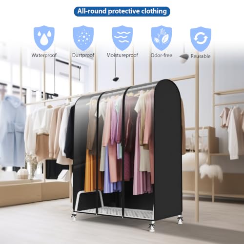 Zilink Clear Garment Rack Cover Clothing Rack Cover 43 in | Dustproof, Breathable, 2 Durable Zippers, Rack Cover for Garment Rack (Rack Not Included) - size: 43"L x 20"W x 60"H - Clear/Black