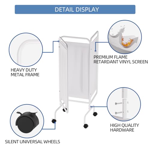 INNOVART 3-Panel Mobile Medical Privacy Screen Room Divider with Wheels, Foldable Flame Retardant Vinyl Room Divider Panels Easy for Storage, Portable Partition Dividers for Hospitals, Clinics, Salons - size: 79"W x 68"H