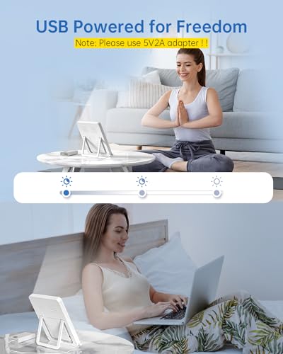 SUXIO Light Therapy Lamp - 10000 Lux Therapy Light, 3 Timing & Mode Happy Lamp, Touch Control Daylight Lamp with Memory Function, Portable Light Therapy Box for Home/Office Use As Lift Mood - size: USB-A 5V-2A