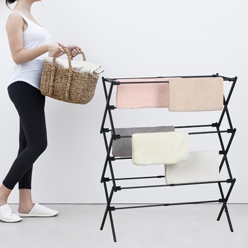 ZOES HOMEWARE Clothes Drying Rack,Collapsible Drying Rack Clothing, Black | 2026 Enhanced Small Flodable Portable Dryers for Laundry | Use for Indoor & Outdoor | Black 37.5"x29"x12" - color: Black