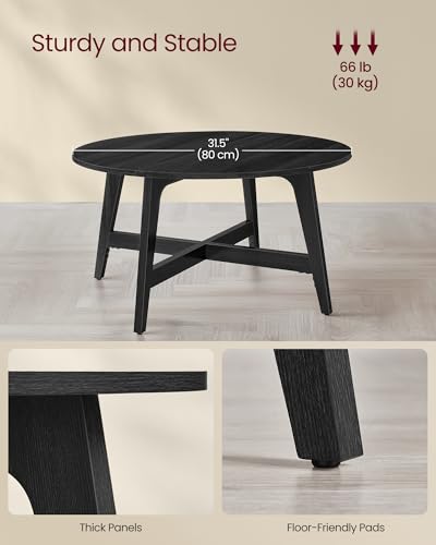 VASAGLE Round Coffee Table, 31.5-Inch Center Table, Tapered Legs | Curved Transitions, Easy to Assemble, for Living Room, Charcoal Gray, MAEZO Collection ULCT251BA02 - color: Charcoal Gray, size: 31.5"Dia. x 18"H