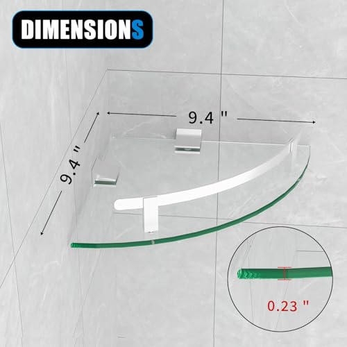 Glass Corner Shelf for Bathroom Corner Shelf, 3 Pack Tempered Glass Shelf with Silver Metal Rails,Suitable for Bathroom - color: Silver