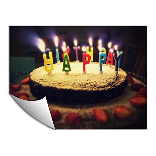 IDEA4WALL Customized Small Wall Mural with Your Birthday Photos, Removable Self-Adhesive Wallpaper for Living Room Bedroom - 24x32 inches - color: Custom-brithday, size: 24"x32"