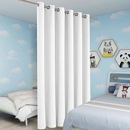 BONZER Room Divider Curtain Screen Partitions | Light Reducing Wide Blackout Curtains for Shared Room, 84L x 70W Inch (7L x 5.8W ft), 1 Panel, Greyish White - color: Greyish White, size: 70"W x 84"L (Pack of 1)