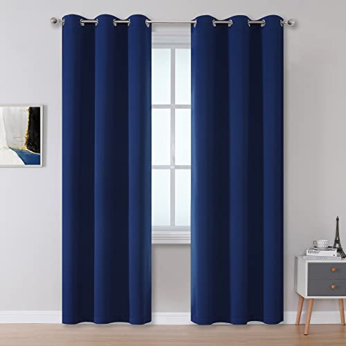 Blackout Closet Doorway Curtains 2 Panels Set - Privacy Home Decor Temporary Door Window Covering Room Divider Draperies for Hallway, 34 Wide by 80 Inch Length, Navy Blue,Grommet - color: Navy Blue, size: 34"W x 80"L (Pack of 2)