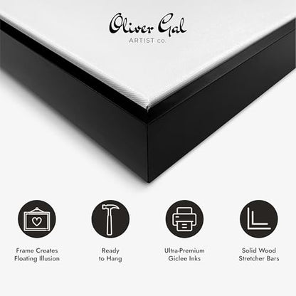 Oliver Gal Girl with Flower Thoughts Canvas Print Wall Art for Living Room, Bedroom, and Bathroom, 20" x 30", Black Floater Frame - color: Black Floater Frame, size: 30"L x 20"W