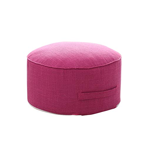 Round Pouf Foot Stools Comfortable Ottoman Floor Seat Cushion Movable Foot Rest Washable Case for Living Room, (Rosered) - color: Rosered