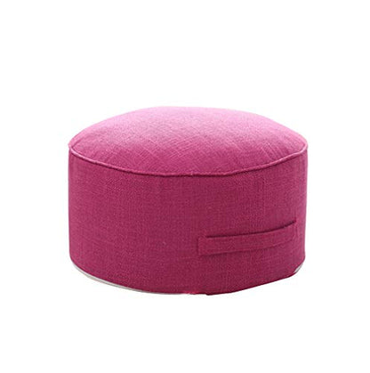 Round Pouf Foot Stools Comfortable Ottoman Floor Seat Cushion Movable Foot Rest Washable Case for Living Room, (Rosered) - color: Rosered