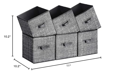 SONGMICS Storage Cubes, 11-Inch Non-Woven Fabric Bins with Double Handles, Set of 6, Closet Organizers for Shelves, Foldable, for Clothes, Classic Black UROB026B01 (Pack of 2) - color: Classic Black, size: 11 Inch-12 Pack
