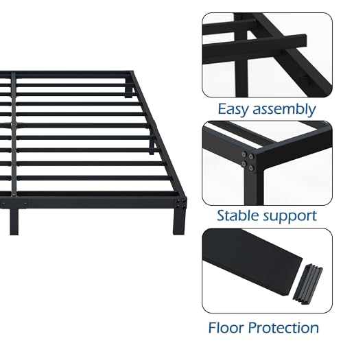 DiaOutro 7 Inch Queen Bed Frame Heavy Duty Low Profile Metal Platform | Steel Slats Platform No Box Spring Needed Mattress Foundation, Easy Assembly, Noise Free - size: Queen, style: 7 Inch