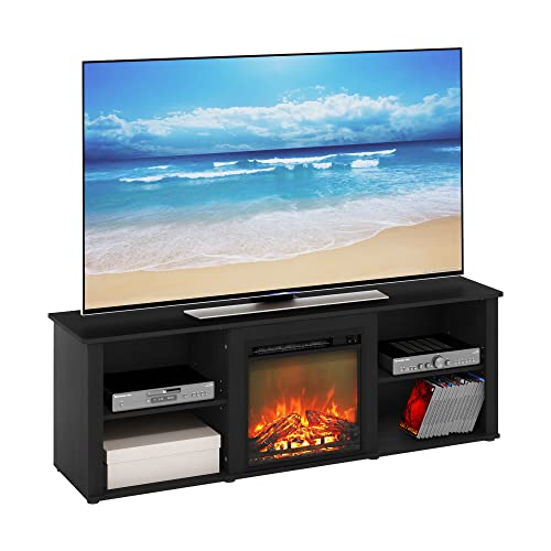 Furinno Classic 70 Inch TV Stand with Fireplace, Americano - color: Americano, size: 70-Inch Classic