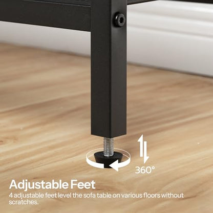 HOOBRO 29.5" Narrow Console Table with 2 Fabric Drawers, Sofa Table, Small Entryway Table with 3-Tier Storage Shelves, Behind Couch Table, for Living Room, Hallway, Greige and Black BG72XG01 - color: Greige + Black