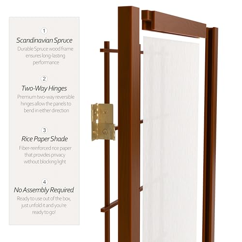 2 ft. Short Desktop Window Pane Shoji Screen - Walnut - 3 Panels - color: Walnut, size: 3 Panel