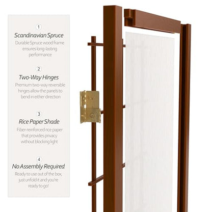 2 ft. Short Desktop Window Pane Shoji Screen - Walnut - 4 Panels - color: Walnut, size: 4 Panel