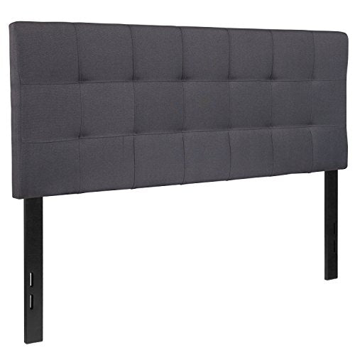 EMMA + OLIVER Dark Gray Full Quilted Tufted Headboard | Adjustable Bed Rail Slots, Fabric Upholstered - color: Dark Gray, size: Full